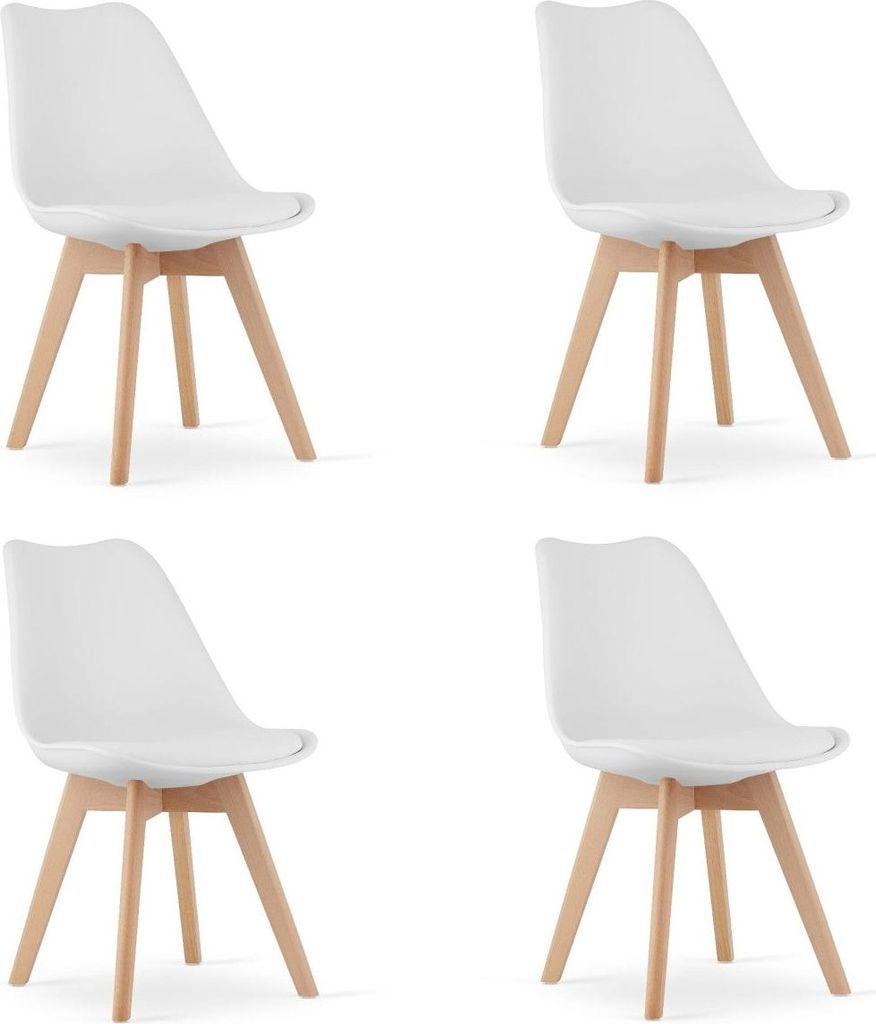MARK Stuhlset, weiße Holzbeine, 4-tlg