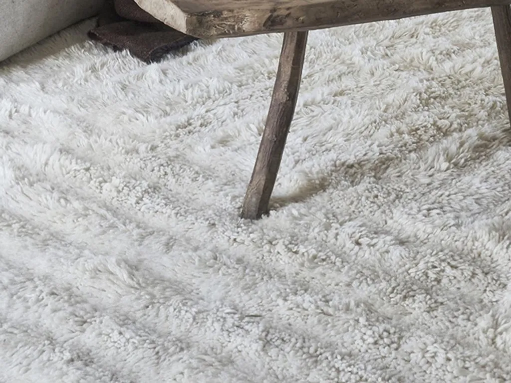 Petit tapis de salon en laine blanche Dunes - Décoration scandinave