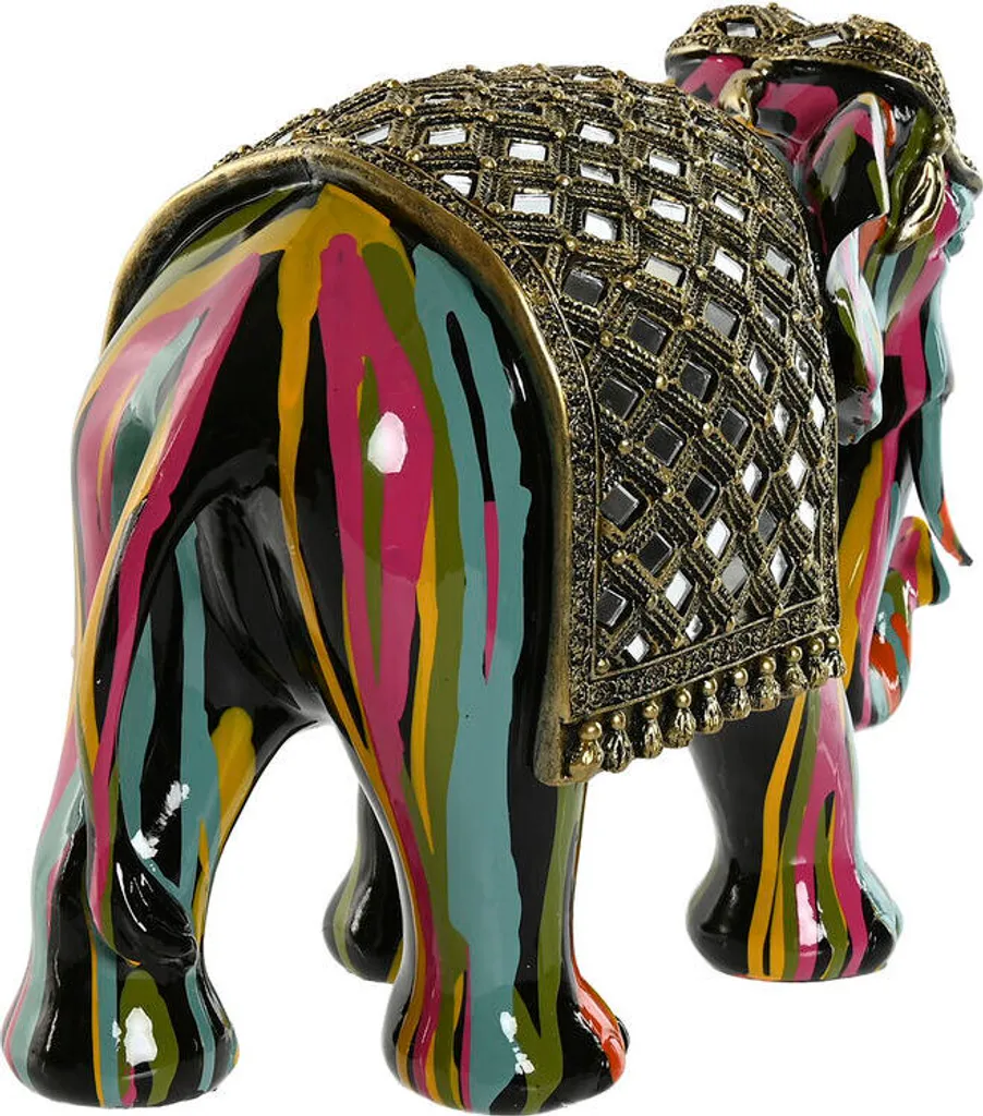 Statue Éléphant Décorative Multicolore en Résine pour Salon Moderne - 3