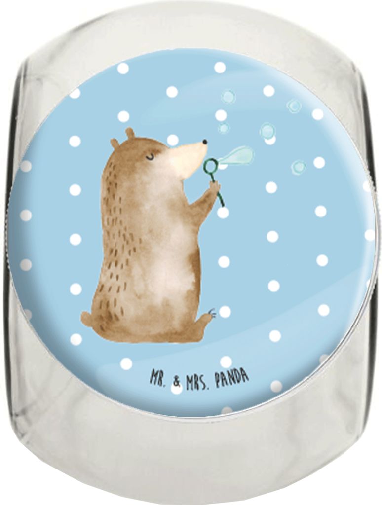 Mr. & Mrs. Panda Kaffeedose Bär Seifenblasen L 870ml - Blau Pastell - Geschenk, Teddy, Vorratsdose, Frischhaltedose, Süßigkeiten Glas, Lustig Se...
