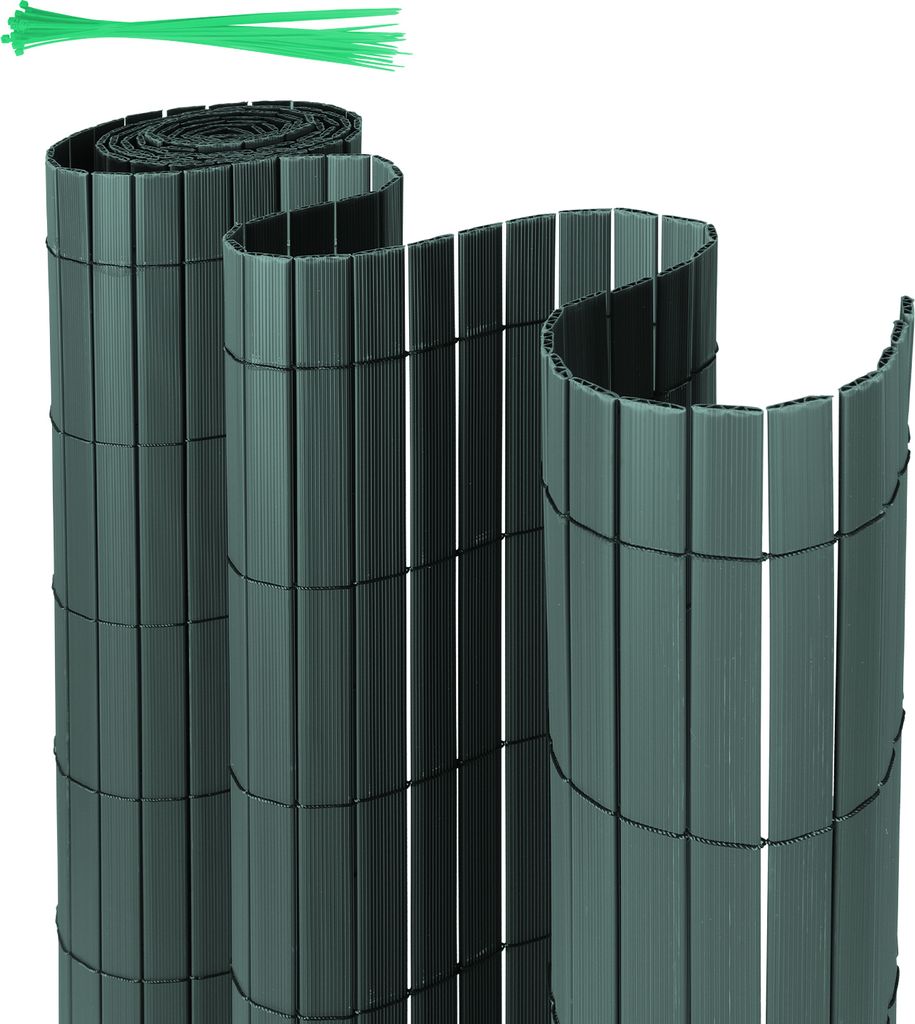 Clanmacy PVC Sichtschutzmatte W-Struktur Verstärkung Innen, Balkon Sichtschutz mit Kabelbindern, Sichtschutzzaun Windschutz Wasserdicht ohne Bohre...