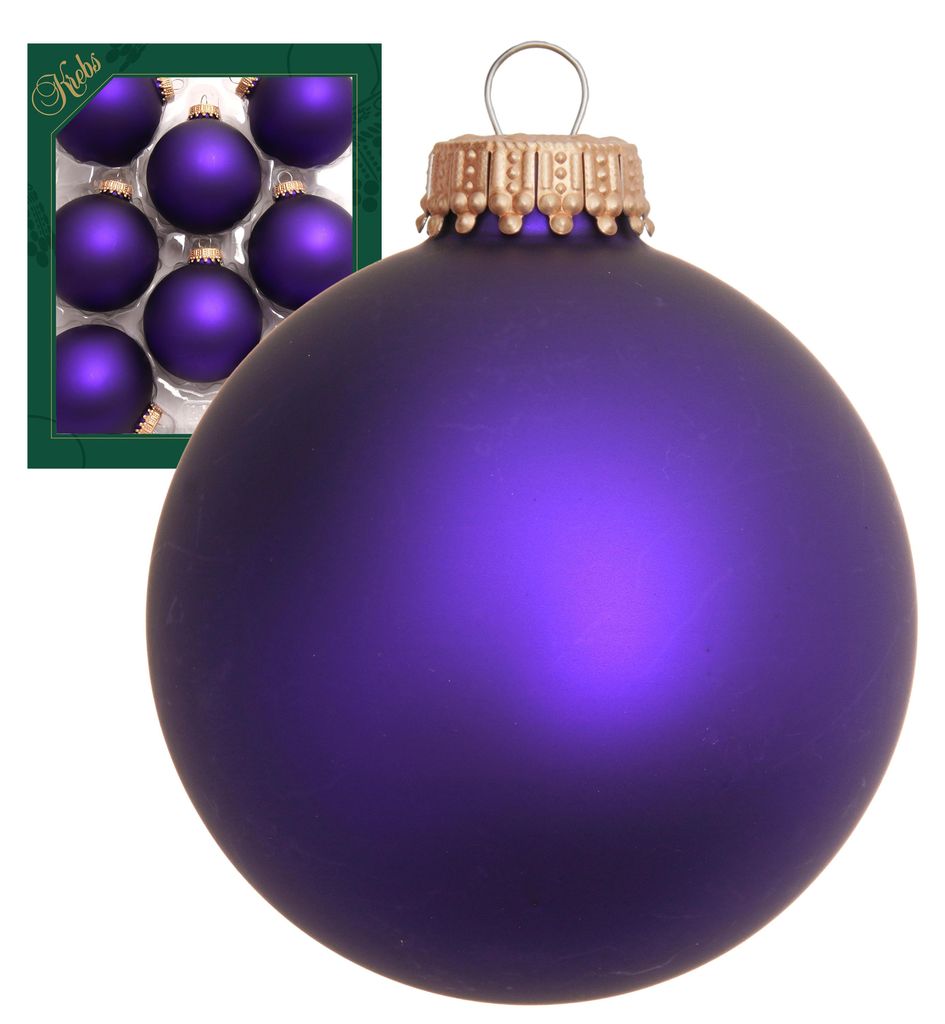 Krebs Glas Lauscha Christbaumkugeln - 8er Set - Satin-Lila Produktbild 