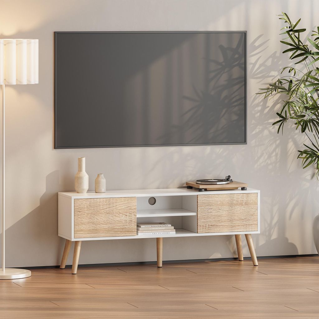 Meuble TV « Eskilstuna » avec 2 portes et 2 étagères Image du produit 