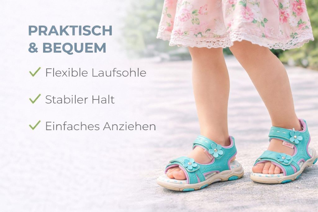 410340 Prinzessin Lillifee Mädchen Sandalen Türkis – mit Blumen, Größe 33