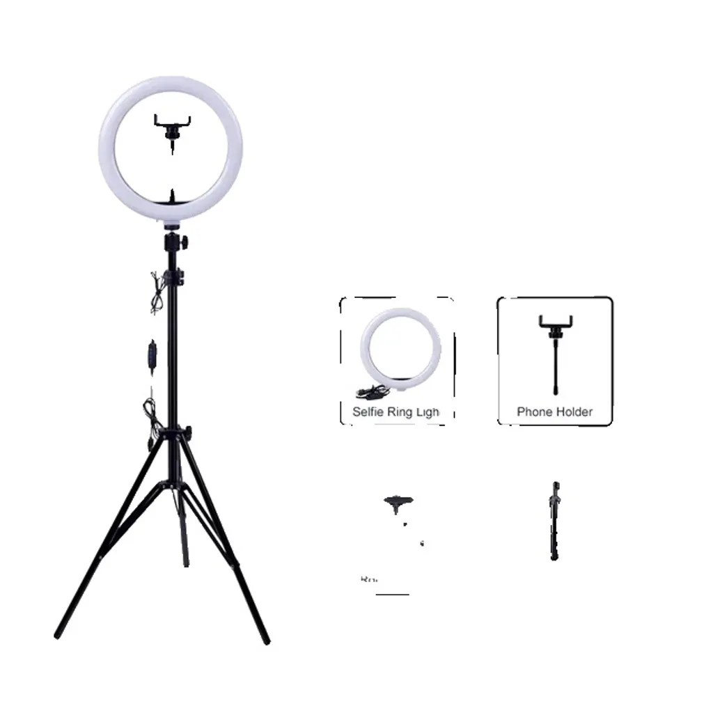 Anneau Lumineux LED à Intensité Variable avec Trépied 2M Noir Portable