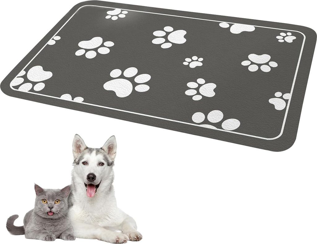 Haustier Futternapf Unterlage 30x50cm Kieselgur Saugfähige Hundematte rutschfeste Hundefuttermatte Langlebige Langsame Fresser Matte Dunkelgrau