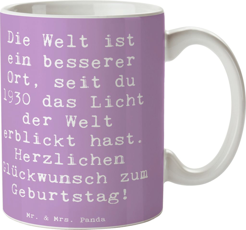 Mr. & Mrs. Panda Kaffeebecher Spruch 1930 Geburtstag - Lavendeltraum - Geschenk, Tasse, Teetasse, Jahrgang, Kakaotasse, wertvolle Erinnerungen, Hen...