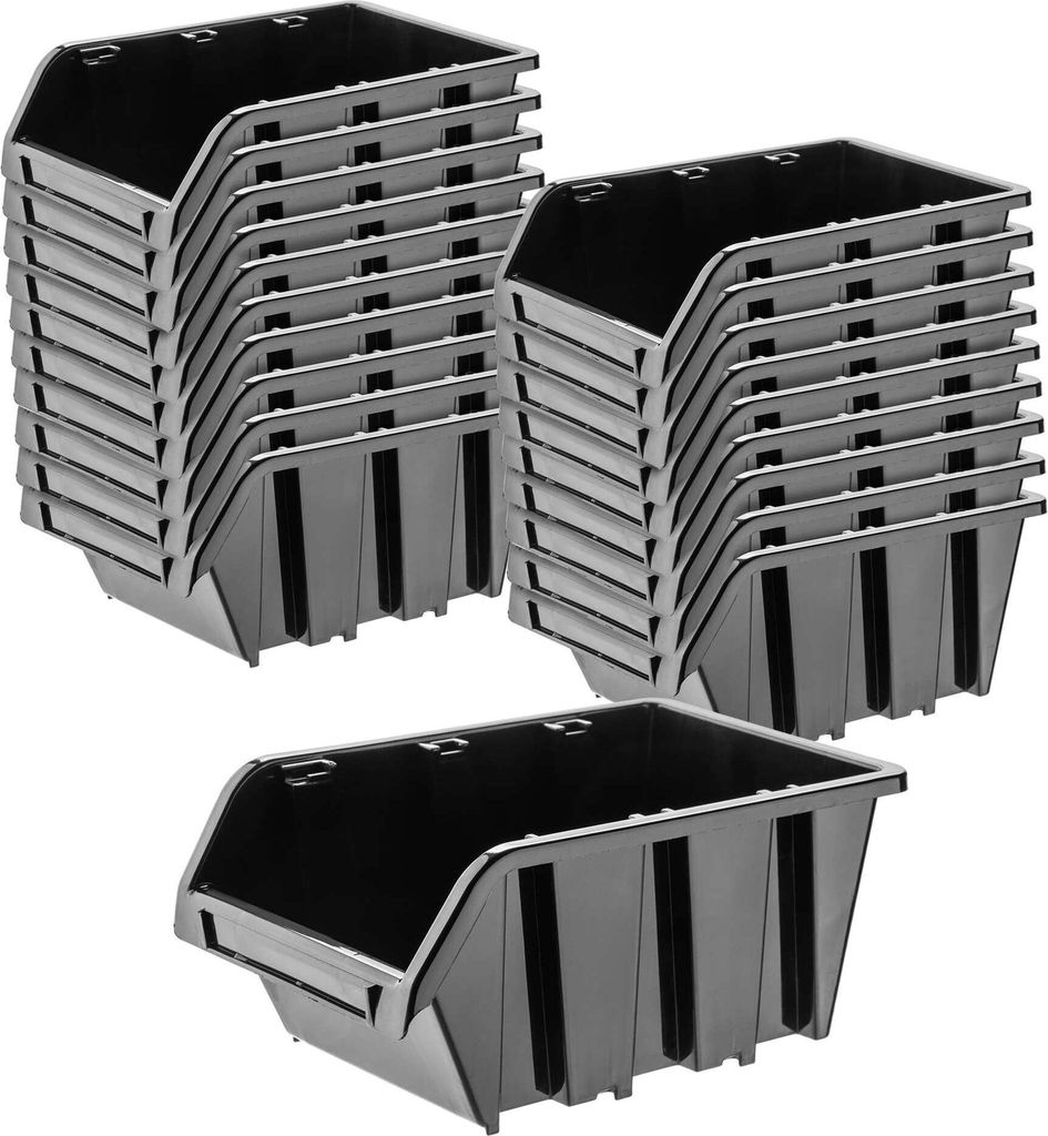 KADAX Werkstatt-Stapelkiste "Viken", Stapelbox, 155 mm, Schwarz, 20 Stück