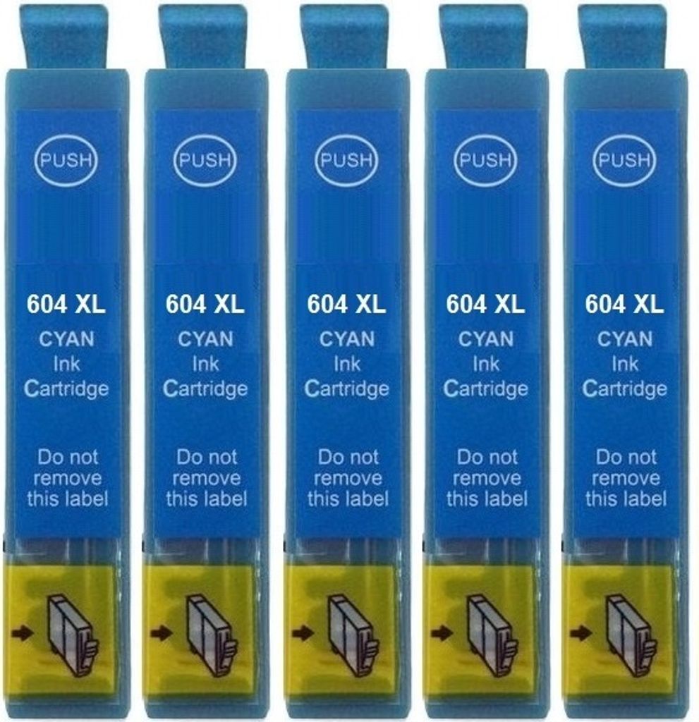 5 x kompatible Tintenpatrone 604 XL Cyan für Epson Expression Home XP-2200 2205 3200 3205 4200 4205 WorkForce WF-2910 2930 2935 2950