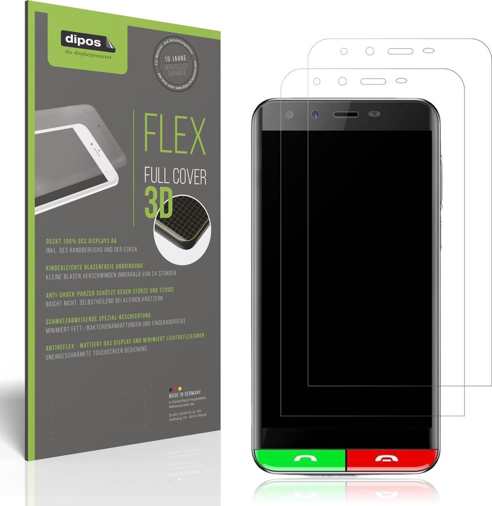 2x Full Cover Schutzfolie matt für Artfone Smart 500 Panzerfolie Anti-Shock