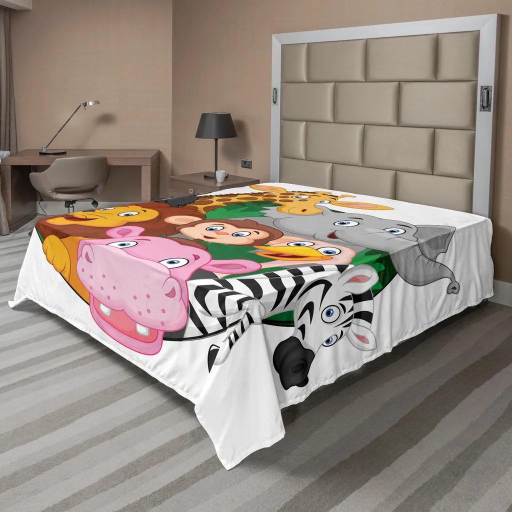 Drap de lit Supérieur Animaux Safari, Linge de Lit Décoratif 260x228
