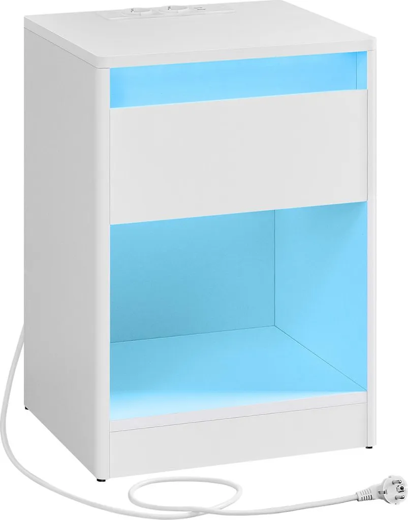 Table de nuit LED moderne en bois blanc nuage pour chambre à coucher