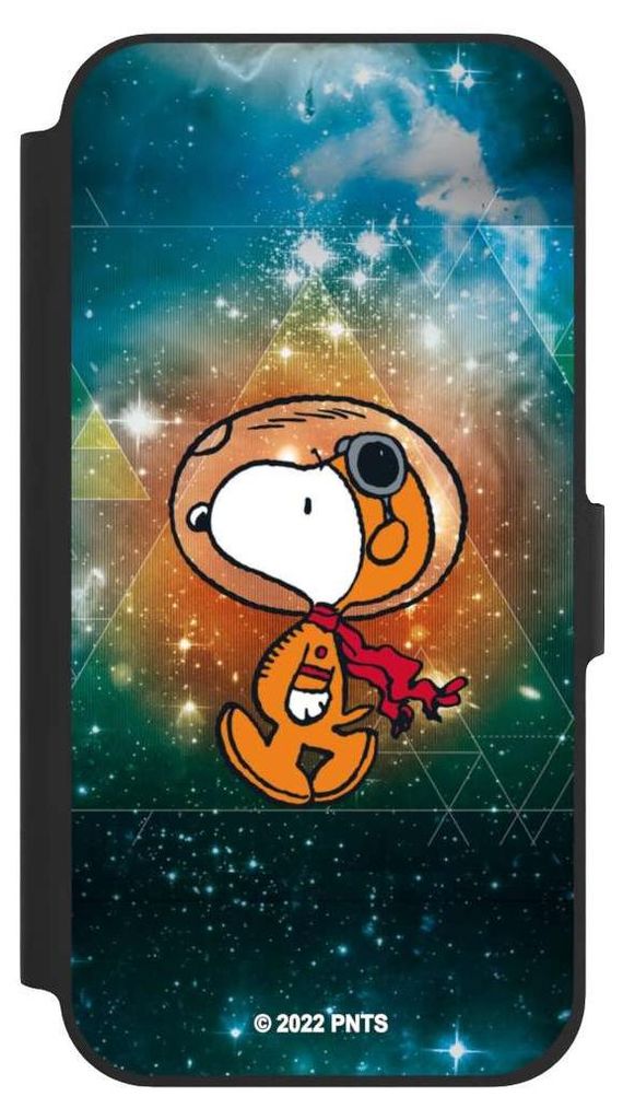 NIVOCASE Klapphülle für Apple iPhone 12 Pro Handyhülle aus Kunst Leder NIVOflip schwarz Astronaut Offizielles Lizenzprodukt Snoopy
