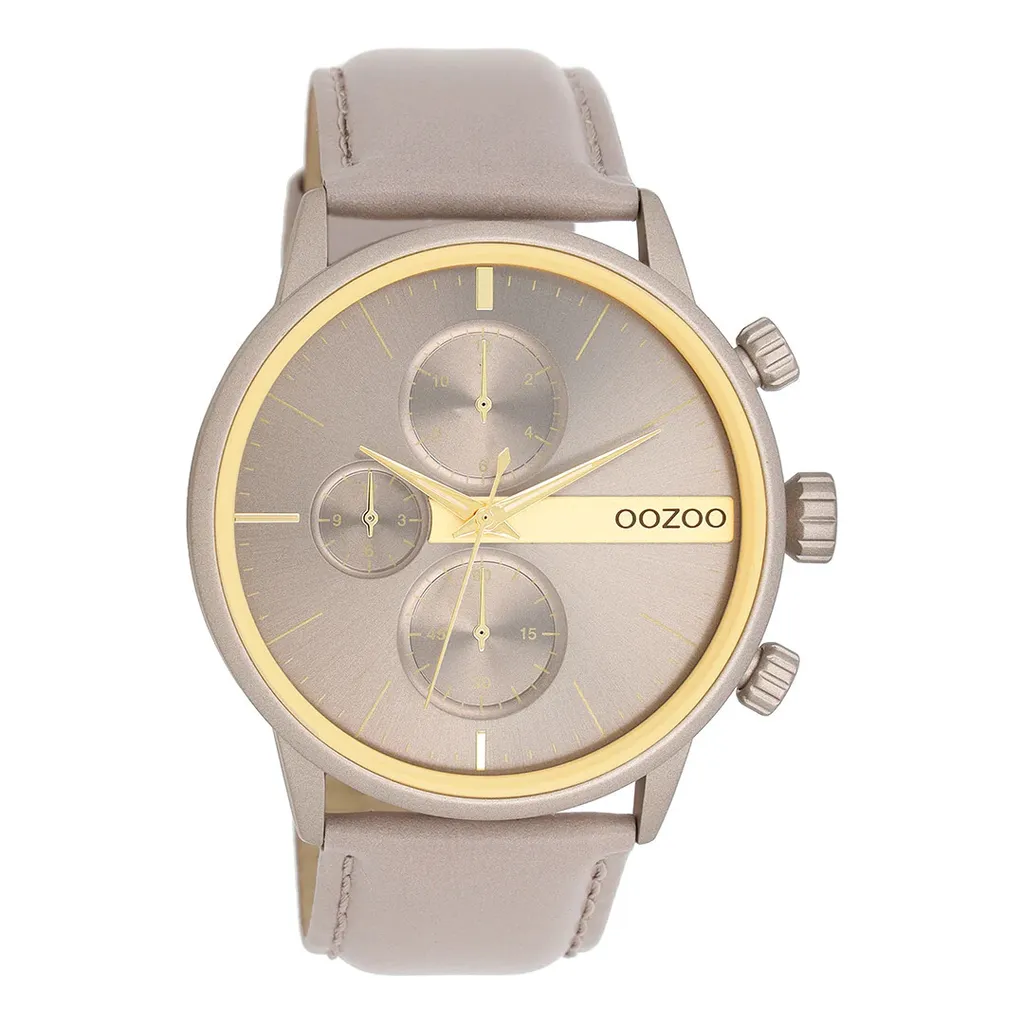 Montre Oozoo fiable et élégante bracelet cuir marron taupe pour tout style