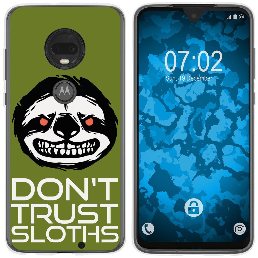 PhoneNatic Case kompatibel mit Motorola Moto G7 Silikon-Hülle Crazy Animals Faultier M3