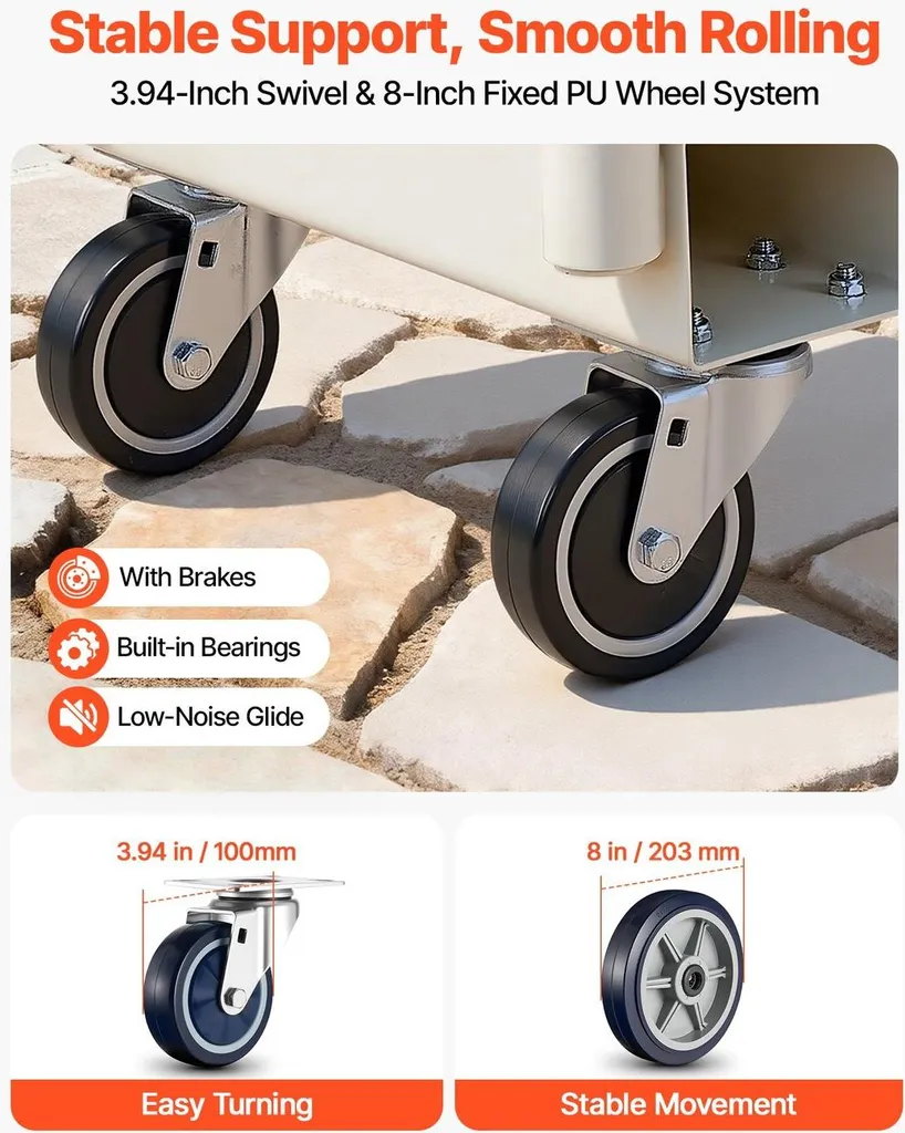 Chariot utilitaire robuste 907 kg - Structure acier et 6 roues pivots - 3