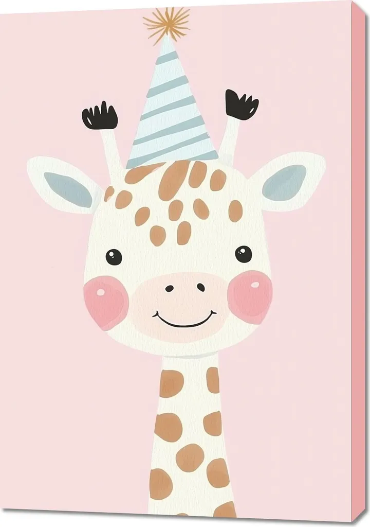 Quadro Giraffa 70x100 cm per Cameretta Bambini | Tela Canvas Premium