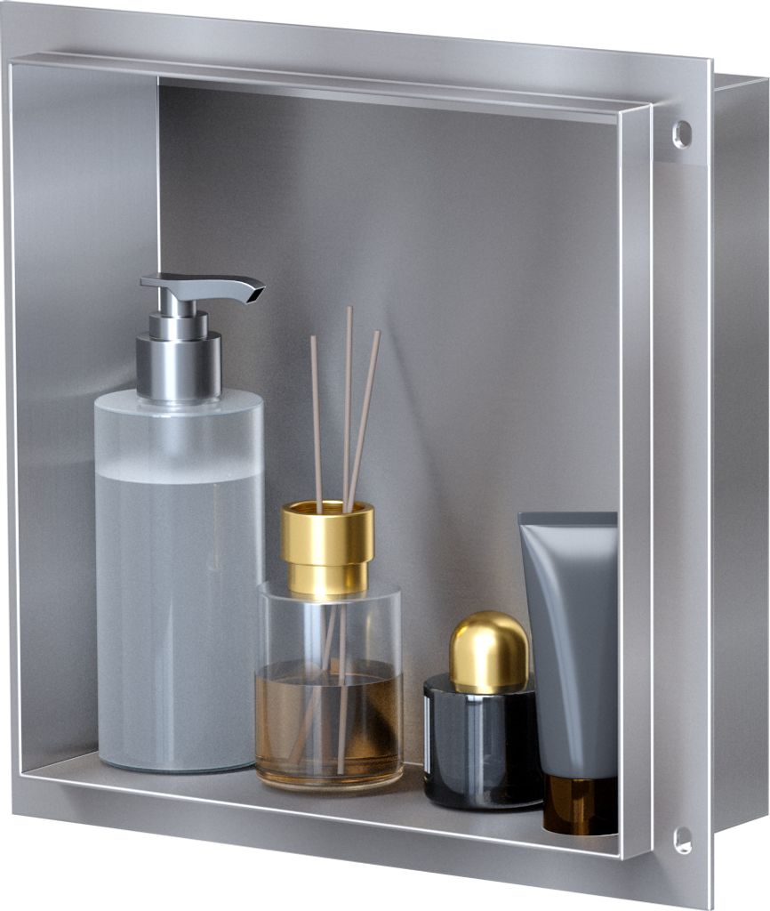 VILSTEIN | Duschnische 30x30 cm | Unterputz | Wandnische Edelstahl | Randloses Duschregal