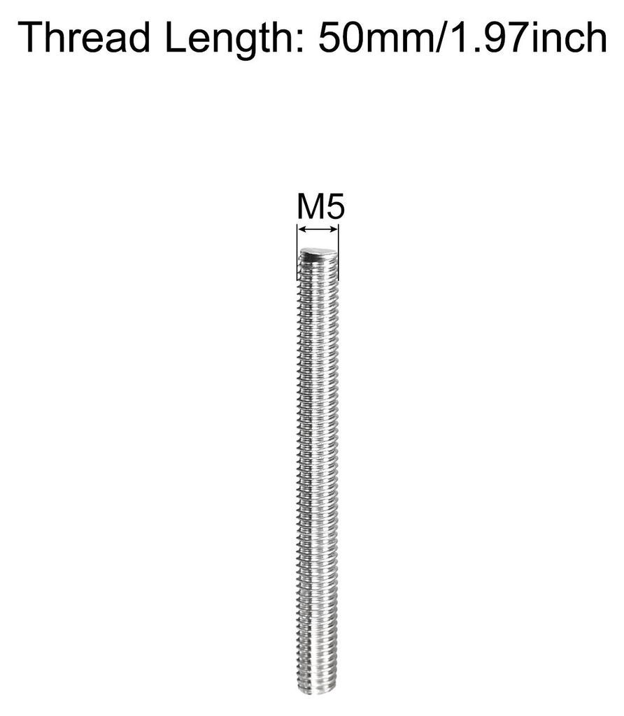 5Stk. Vollgewindestange M5 x 50mm 0,8mm Gewindesteigung Edelstahl 304 Rechtsgewindestangen Stangenbolzen