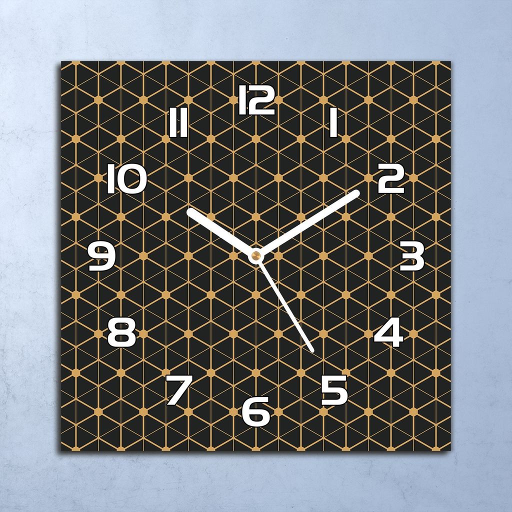 Deko Glasuhr Wanduhr 30x30 Sechseckig Muster Quarz Küchenuhr Bürouhr