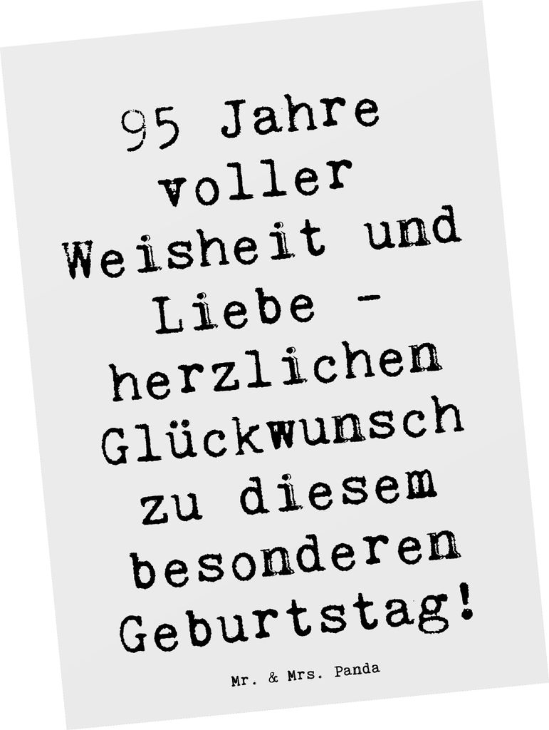Mr. & Mrs. Panda bildkarte Spruch 95. Geburtstag Weisheit Liebe - Weiß - Geschenk, herzlichen Glückwunsch, Grußkarte, besonderes Jubiläum, Ansi...