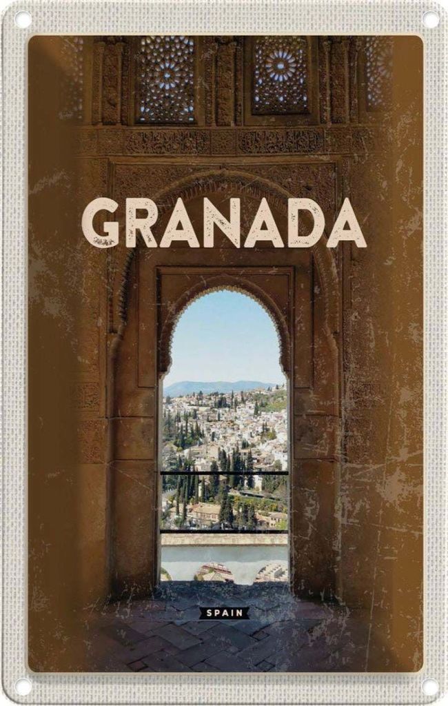 vianmo Blechschild 30x20 cm Retro Granada Architektur Spain Bildmotiv Reisemotiv Abenteuer Reisen Urlaub Häuser