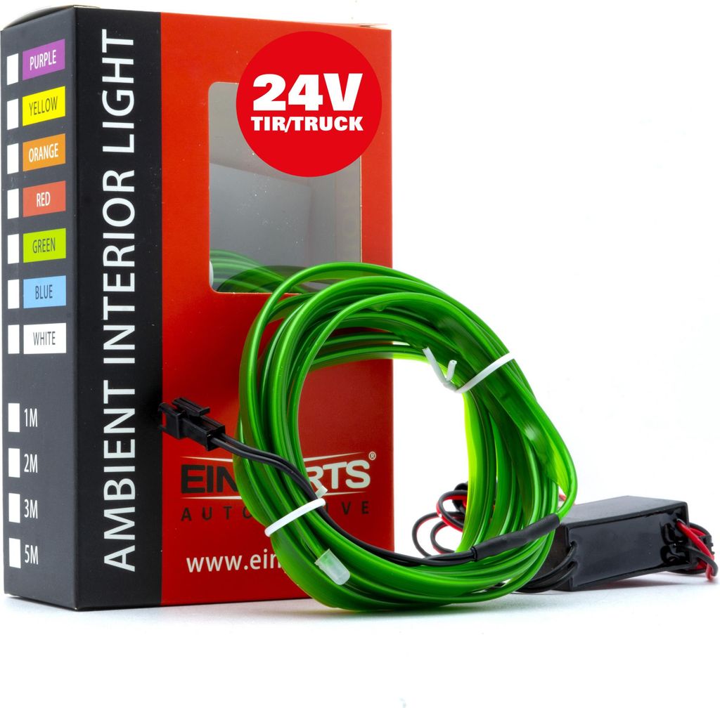 LED Auto Fiberoptik Ambientelicht 24V Grün 3 Meter