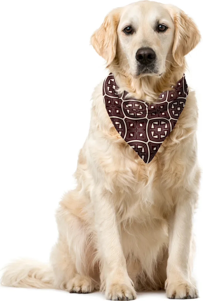 ABAKUHAUS Bandana etnica per animali domestici, motivo Old Style, 55x55 cm, marrone scuro e avorio