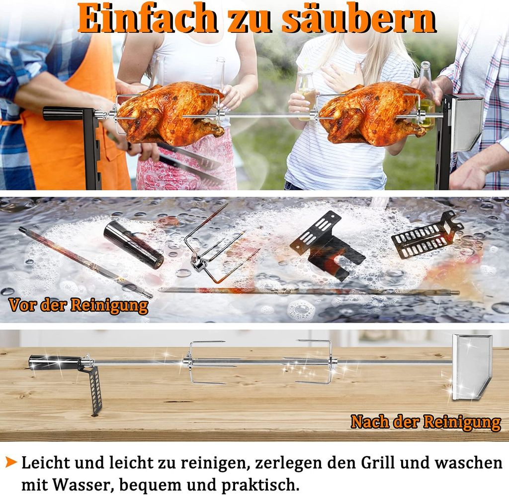 YARDIN Sada grilovacích špízů s motorem 107cm otočný špíz, Obrázek produktu 4