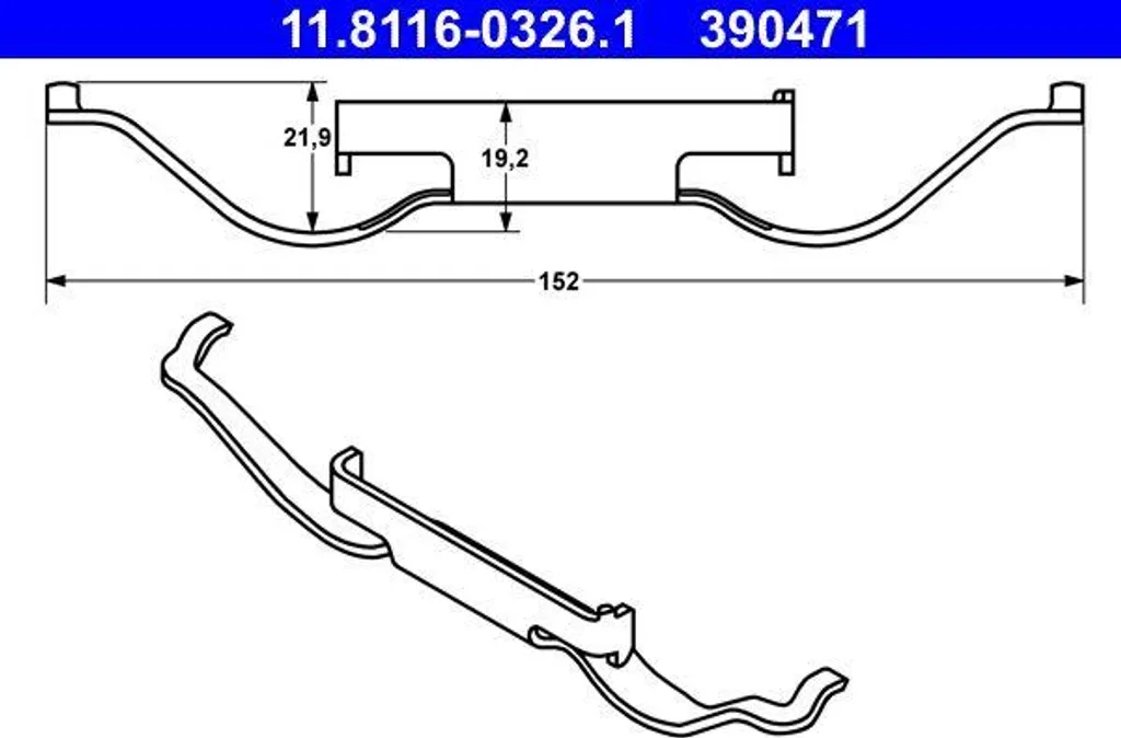 Scheda Tecnica ATE 11.8116-0326.1 - Molla Pinza OE 1609897980 Premium