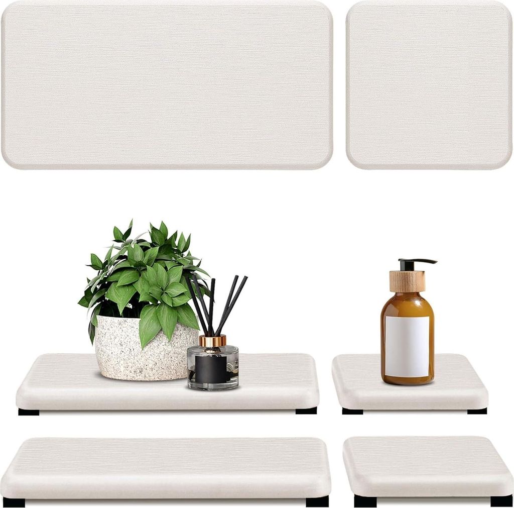 Diatomiet Seifenablage - wasserabsorbierend - weiß - 4 Stück