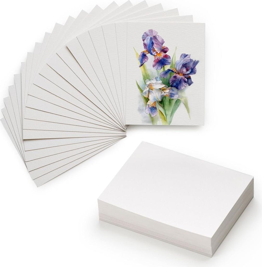 10 x 76 cm Mini Aquarellpapier 5 Stück Kaltpress Bulk 100% Baumwolle Aquarellkarten für Erwachsene und Studenten (150 lbs/300 g/m²) 5 x 10 Blätter