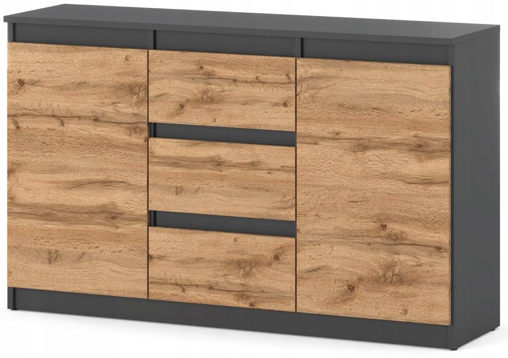 Komoda 120 cm Aga Antracyt Wotan matowa z szufladami Zdjęcie produktu 