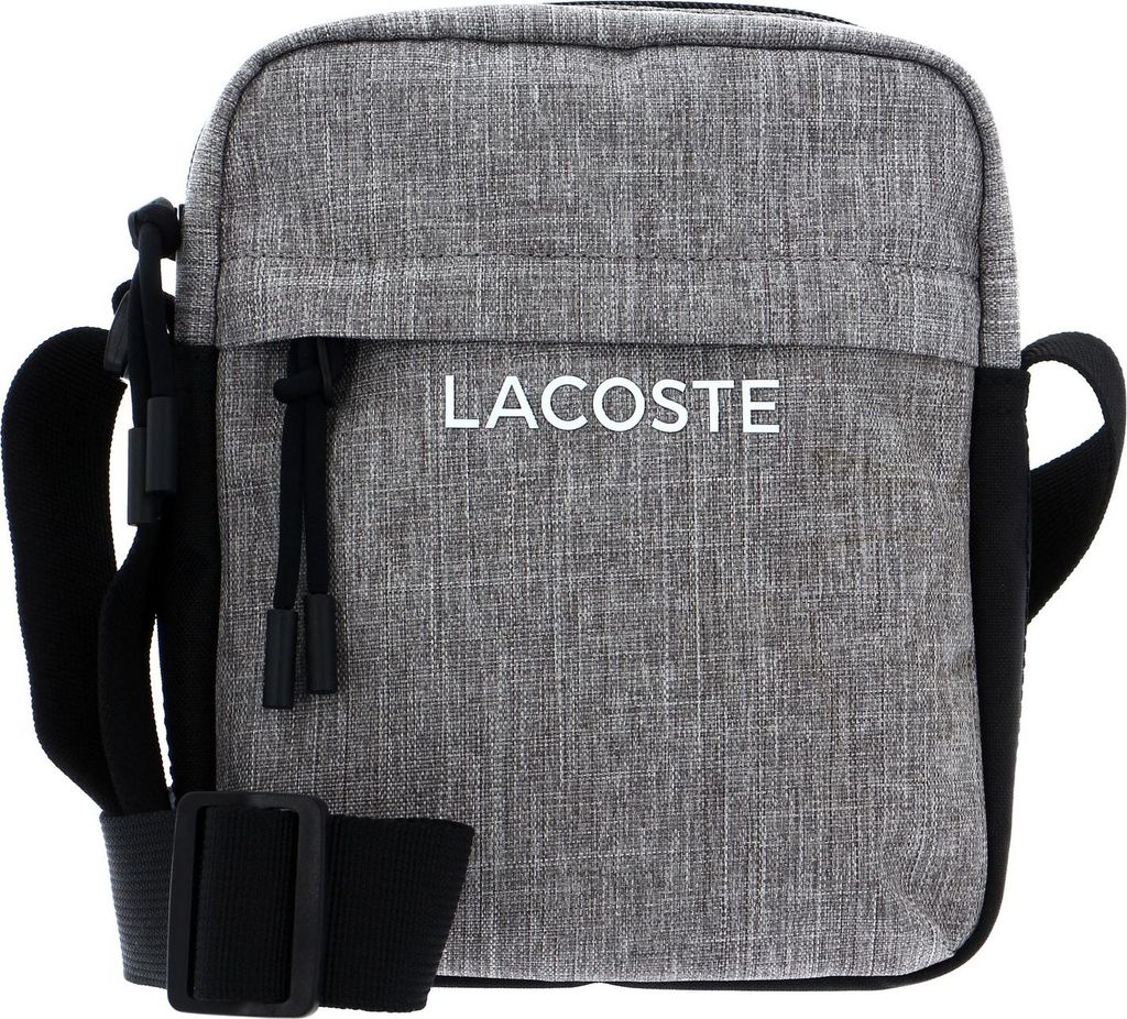 LACOSTE Kameratasche Umhängetasche Vertical Camera Bag Gris Chine Noir grau