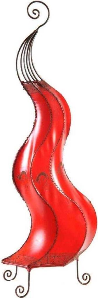 Orientalische Lampe Hennalampe marokkanische Lederlampe Tischleuchte Stehleuchte Mogador Gecko 80 cm, rot