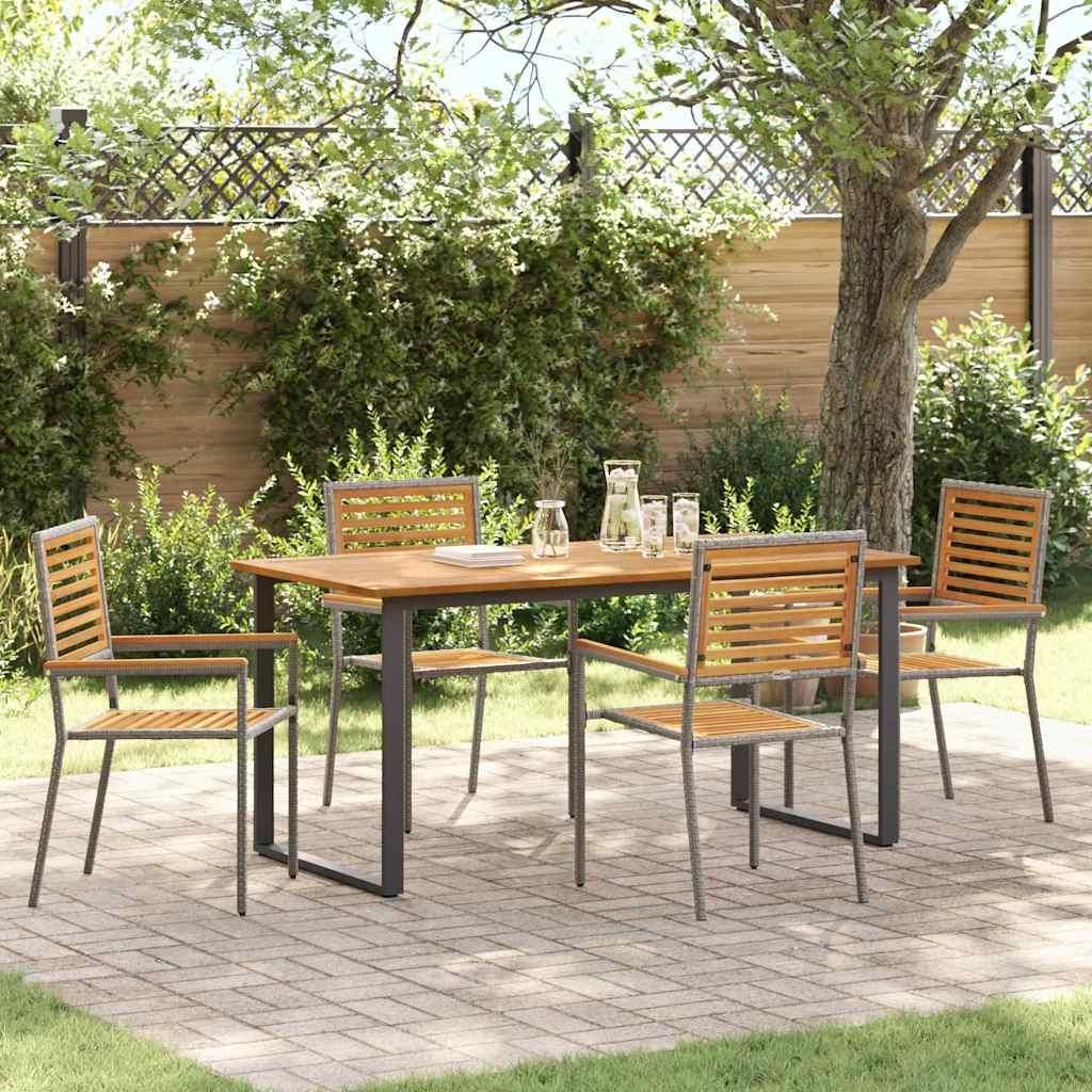 Möbel Garten Essgruppe 5 pcs Grau Massivholz AkazieGartenmöbelgarnituren - Gartenmöbelgarnituren c157