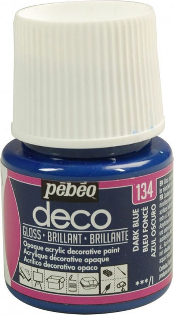 Pebeo Deco Glänzende Acrylfarbe, 45 ml, 134 Dunkelblau