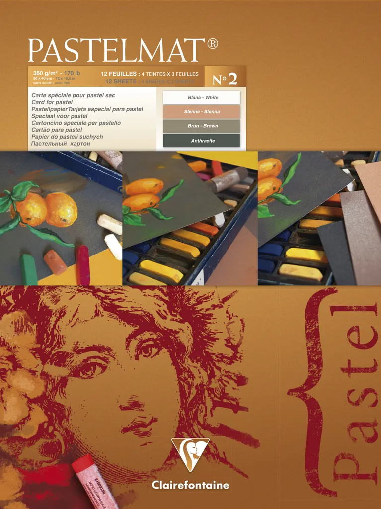 Clairefontaine Pastelmat N°2 30x40 - Blocco Carta Pastello 12 Fogli