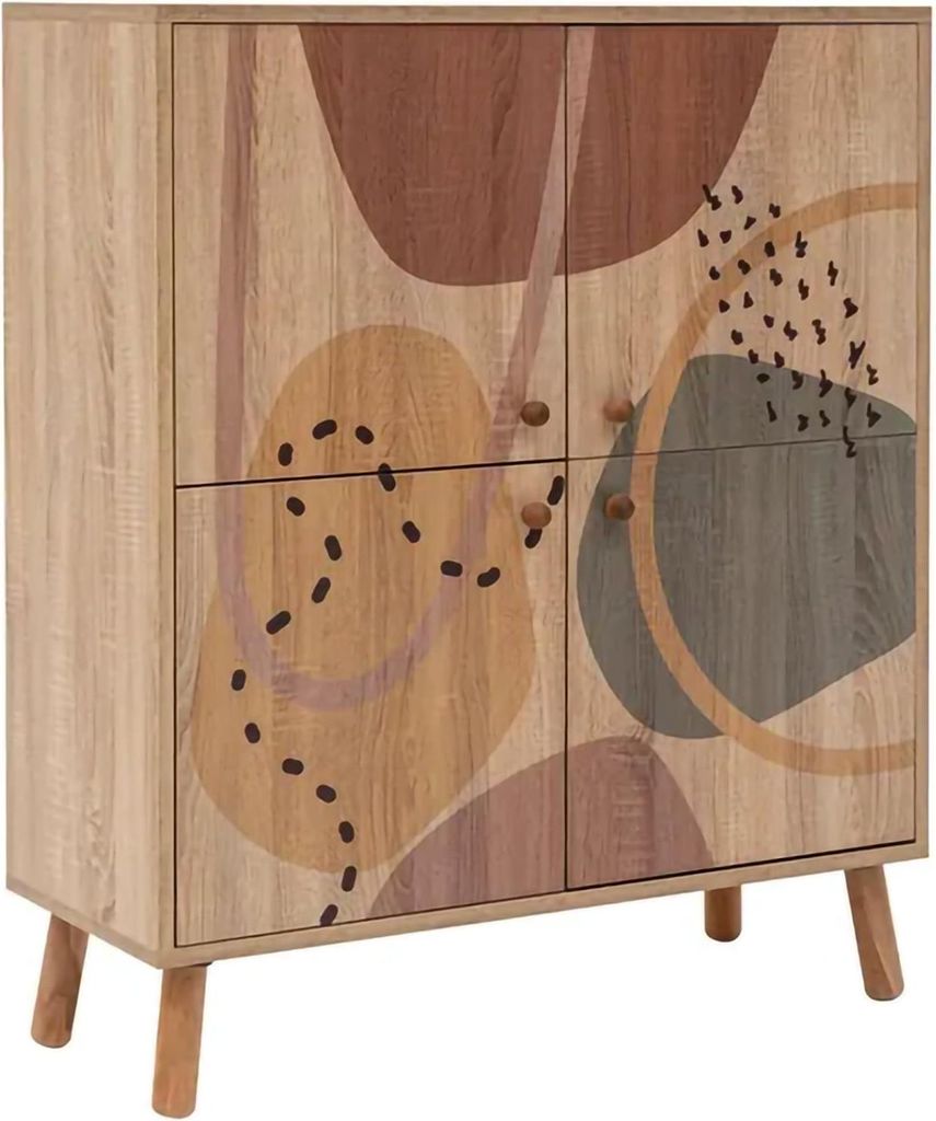 Kommode Dgiannin, Wohnzimmerbuffet, Wohnzimmer-Sideboard, Moderne Küchen-Speisekammer, 95x36h111 cm, Bunt