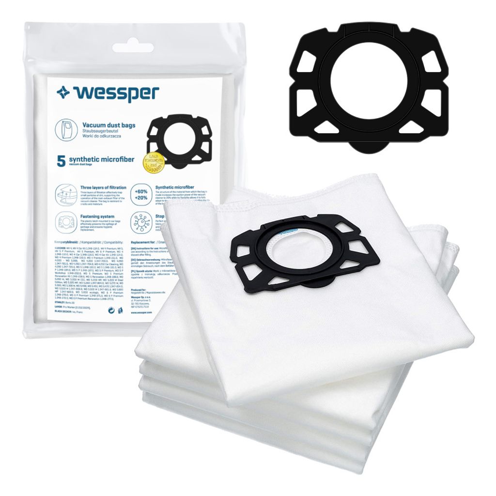 Wessper 15x sacs 2.863-006.0 pour KARCHER WD4 WD5 WD6 MV4 MV5