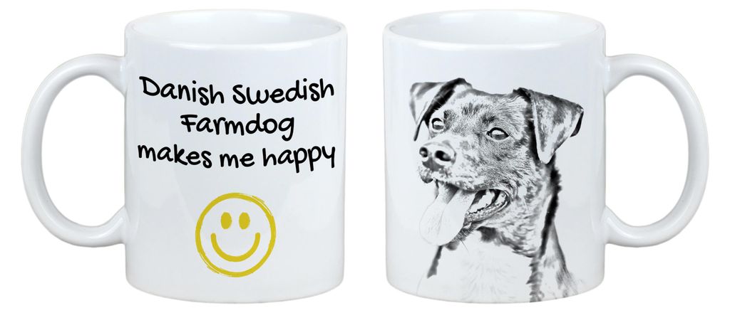 Dänisch-Schwedischer Bauernhund - Tasse mit Hund, fröhliche Tasse für Hundeliebhaber, personalisiertes Geschenk der Marke Art-Dog