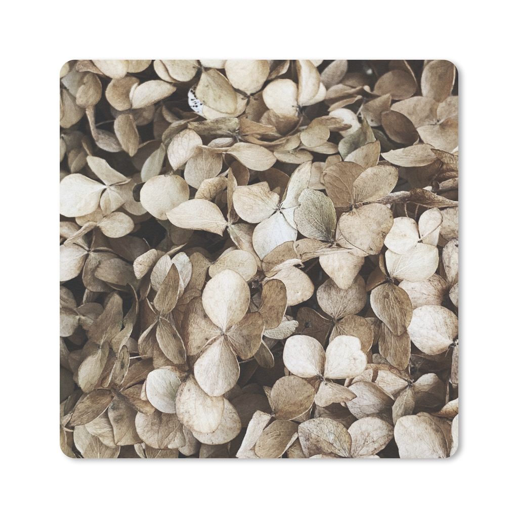 MuchoWow Mauspad Mousepad Blumen - Hortensie - Braun 20x20 cm - Mousepads - Maus Mat - Pad - Mausunterlage - Desk Mat - Bureauartikeln