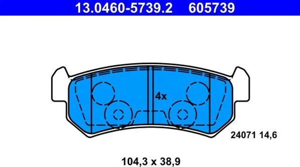 Plaquettes de Frein pour Lacetti et Nubira - Qualité OE ATE 17.5mm