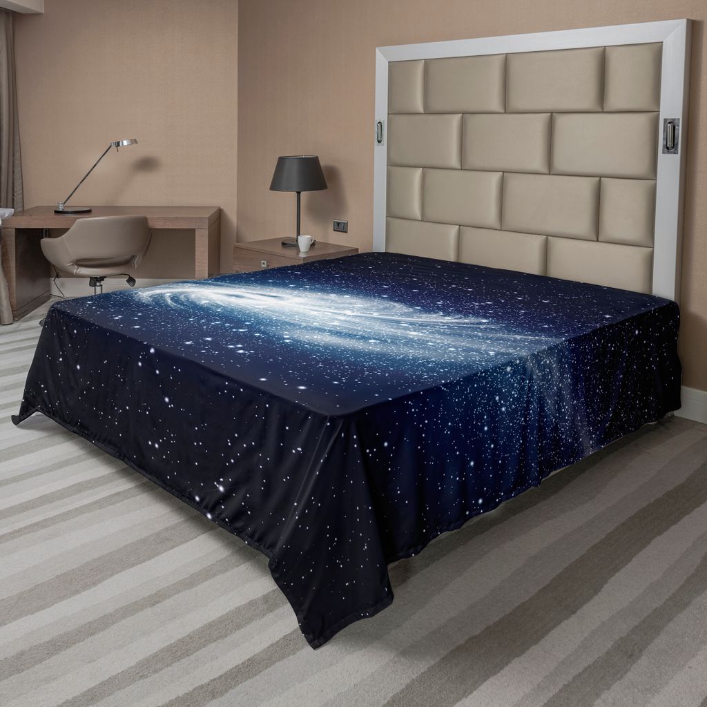 ABAKUHAUS Weltraum Bettlaken, Spiral Galaxy Bild Space Und Sternen Celestial Cosmos Expanse Universe Modern, weiches bequemes oberes Bettlaken für...