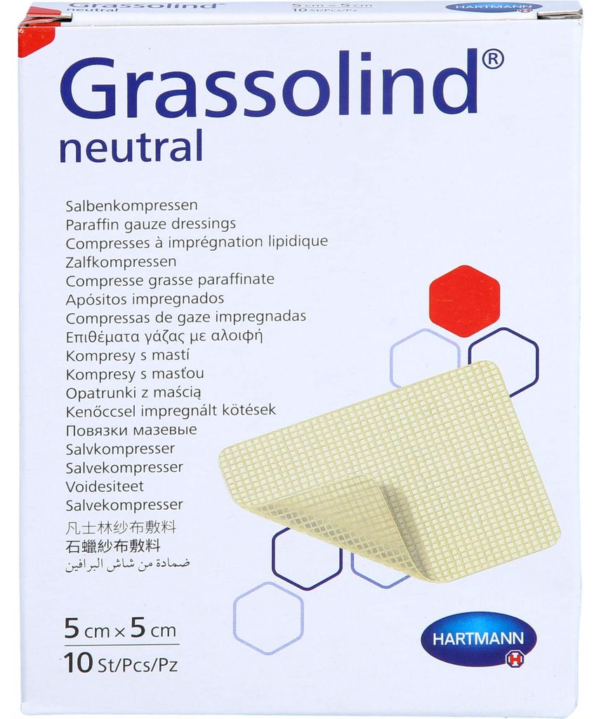 GRASSOLIND Salbenkompressen steril 5 X 5 cm, 10 St. Kompressen