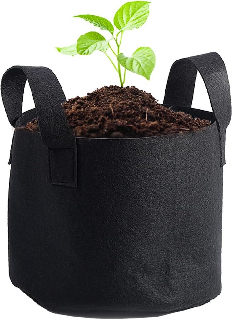 Zylindrische Pflanzenplantentas - 10 Gallonen - Blumentöpfe mit Griff - Geeignet für Blumen und Gemüse - 28x40cm - Inklusive 3 Gallon Topf - Hoc...