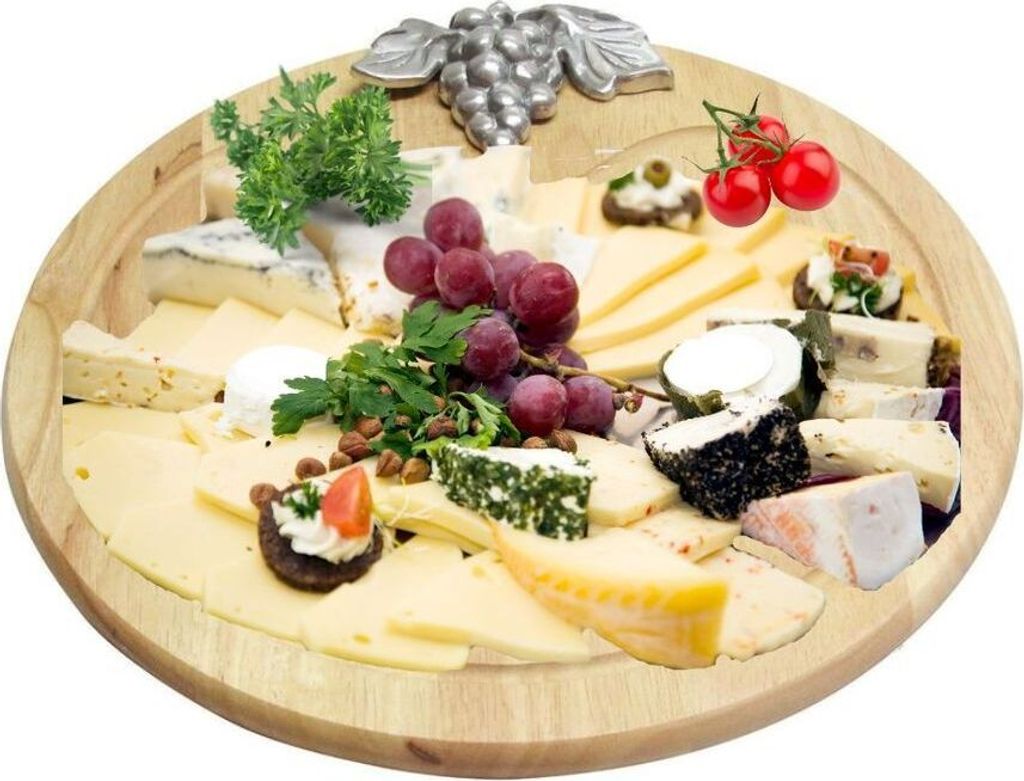 Servier Holzbrett Teller Speise platte Käse Antipasti Wurst Dessert Obst Ø40 cm Traube
