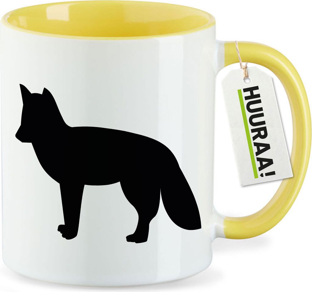 Huuraa Kaffeetasse Fuchs Silhouette 330ml Gelb Keramik Kaffeebecher Geschenkidee