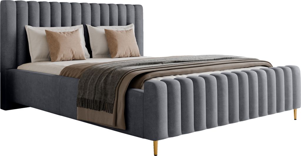 POLSTERBETT Lux Hellgrau Über den Schlafbereich: 180x200 cm, Gesamtabmessungen: 224x196x104x47 cm, Mit Stauraum, Bett Mit Kopfteil & Lattenrost, B...