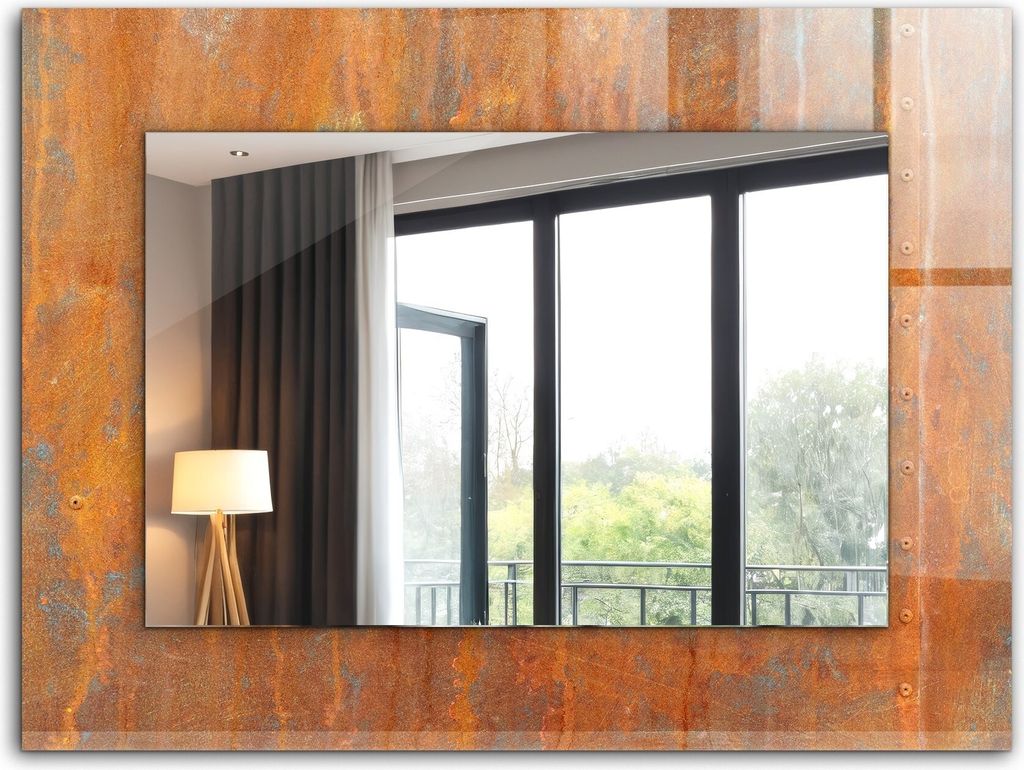 Dekorativer Wandspiegel - Bedruckter Spiegel - Motiv - 80x60 cm - Rostige Metalloberfläche